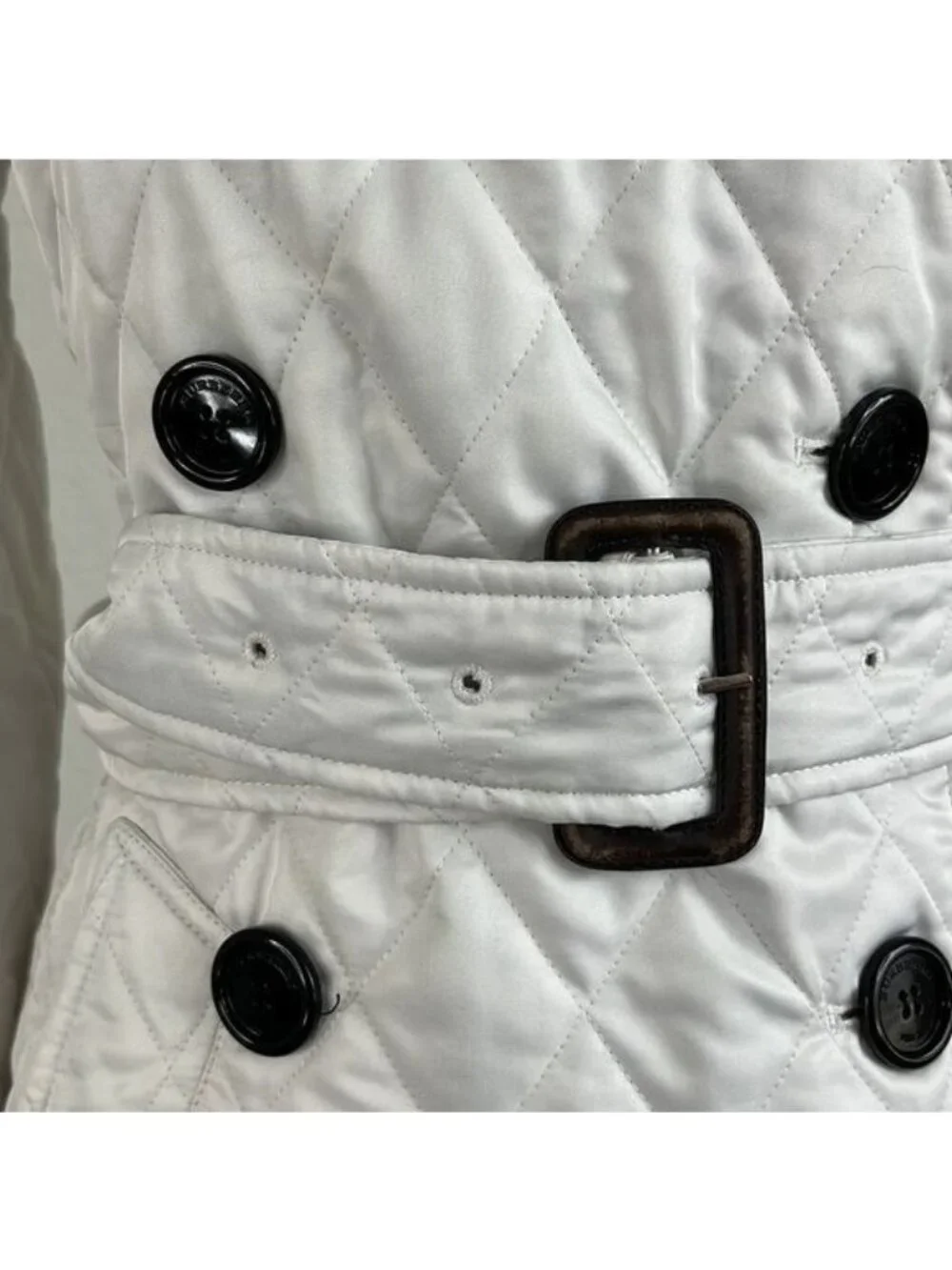 Burberry White Quilted Trench Coat Belted Jacket - Picture 3 of 16